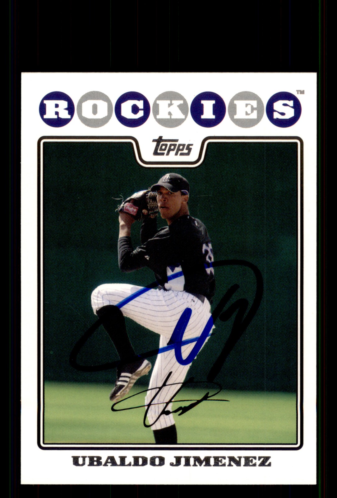 Signed Baseball Card Auto Ubaldo Jimenez 2008 Topps #111 Colorado Rockies