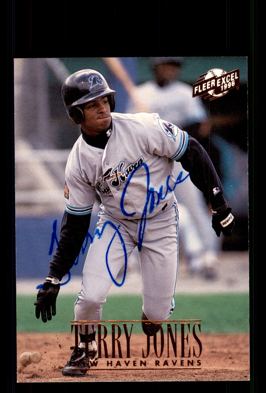 Signed Baseball Card Auto Terry Jones 1996 Fleer Excel #155 New Haven Ravens