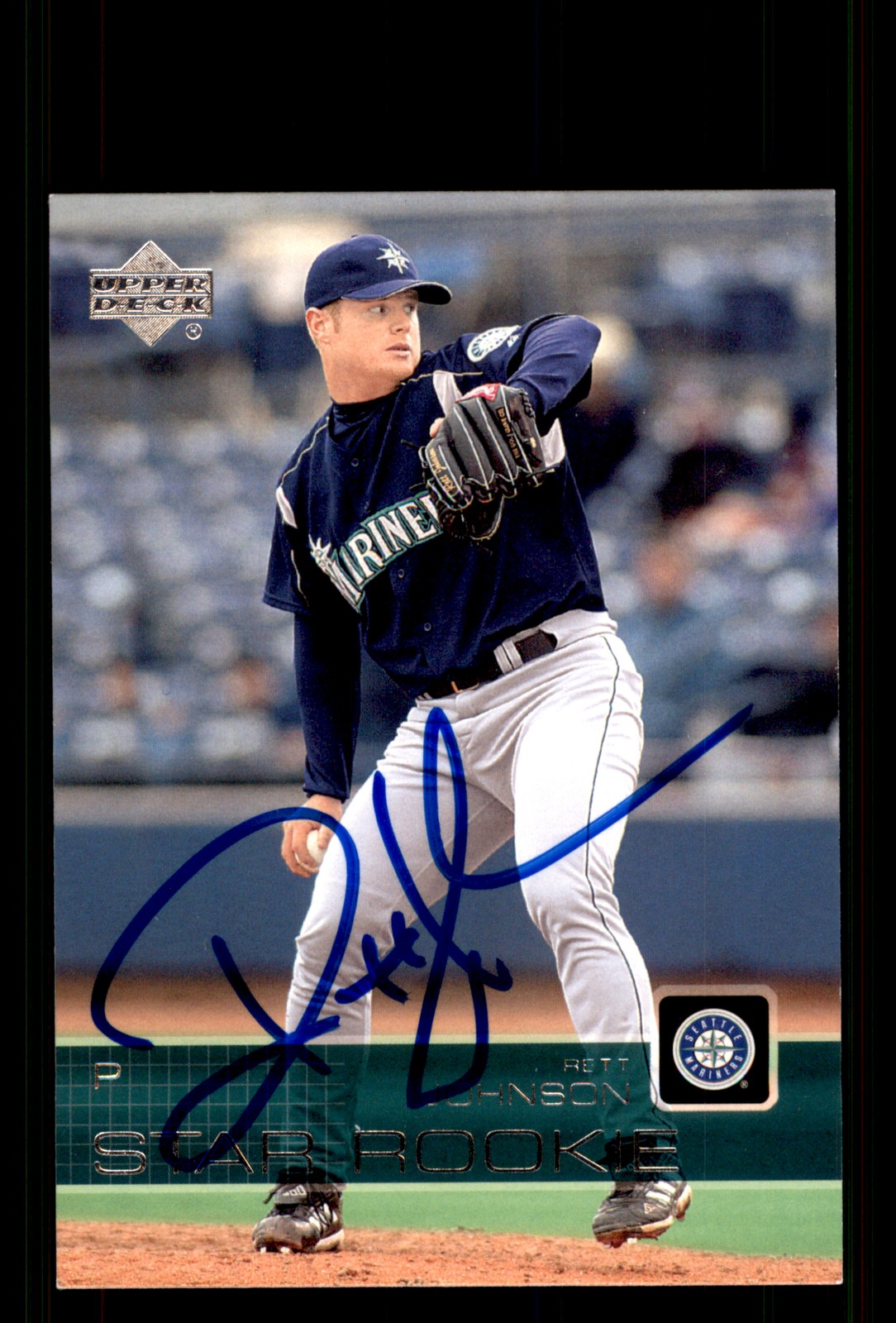 Signed Baseball Card Auto Rett Johnson 2003 Upper Deck #528 Seattle Mariners