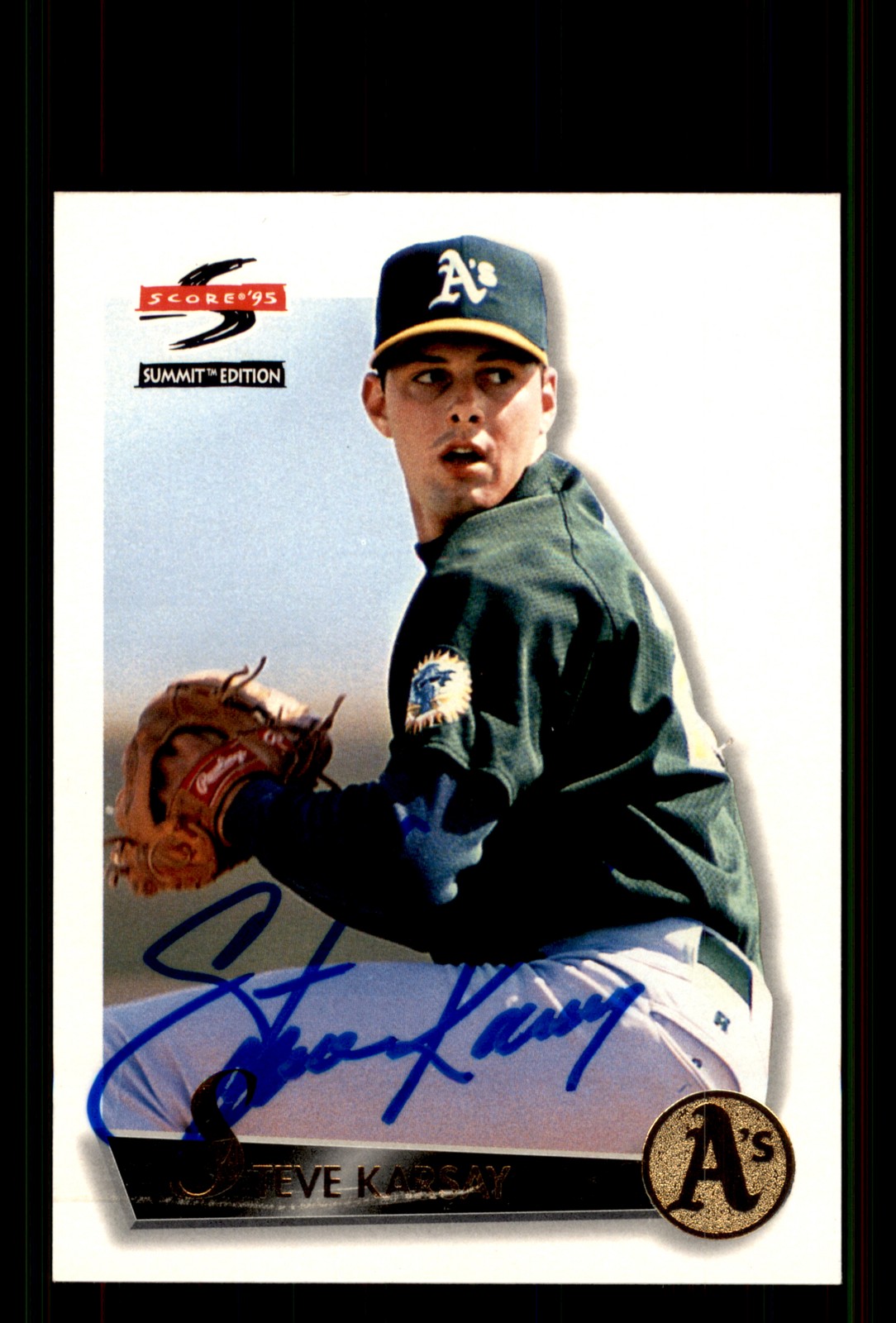 Signed Baseball Card Auto Steve Karsay 1995 Summit #110 Oakland Athletics