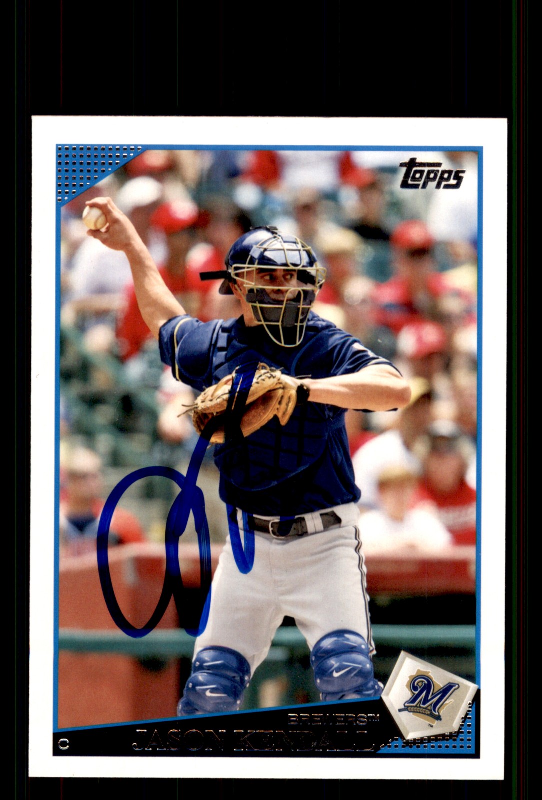 Signed Baseball Card Auto Jason Kendall 2009 Topps #456 Milwaukee Brewers