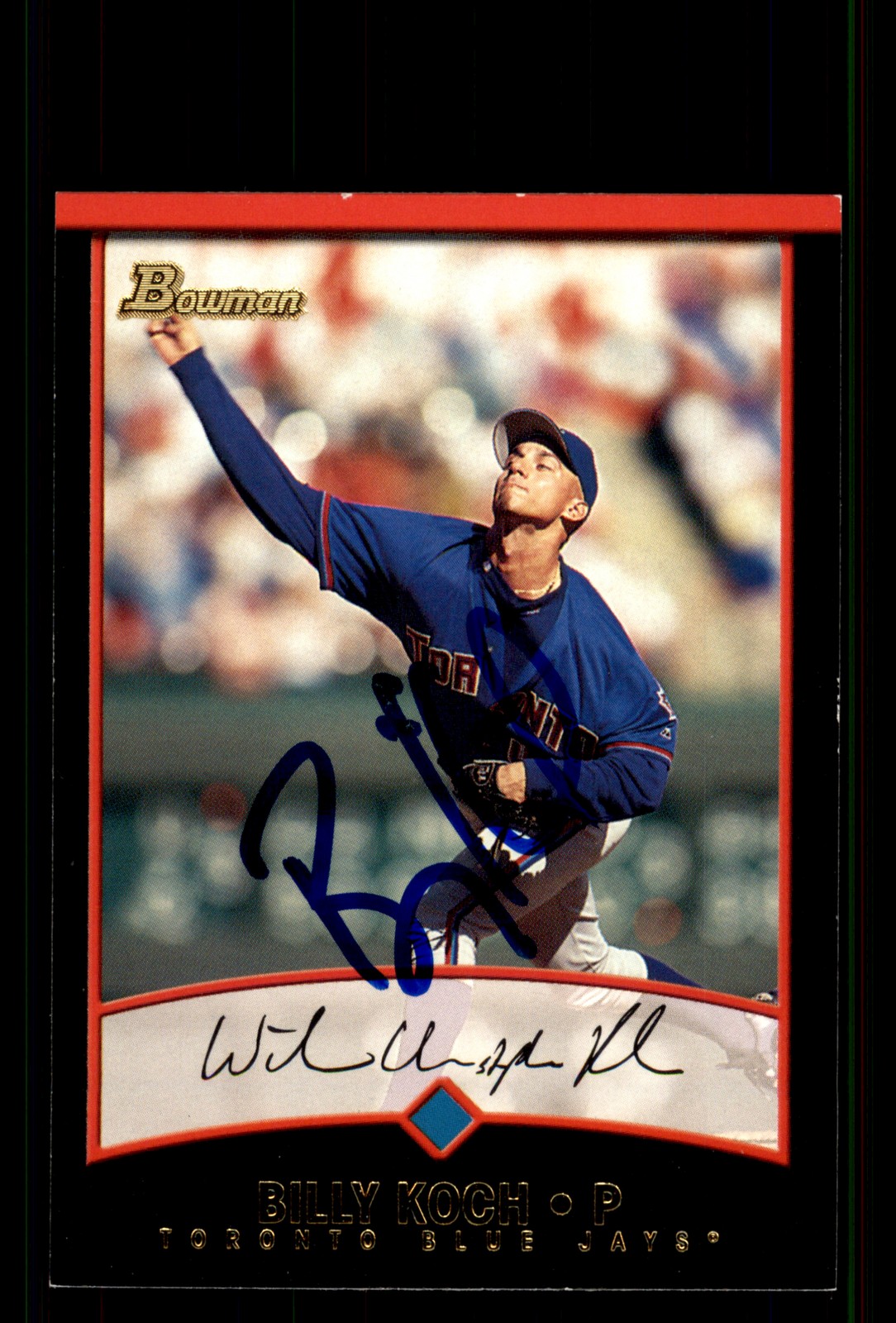 Signed Baseball Card Auto Billy Koch 2001 Bowman #114 Toronto Blue Jays