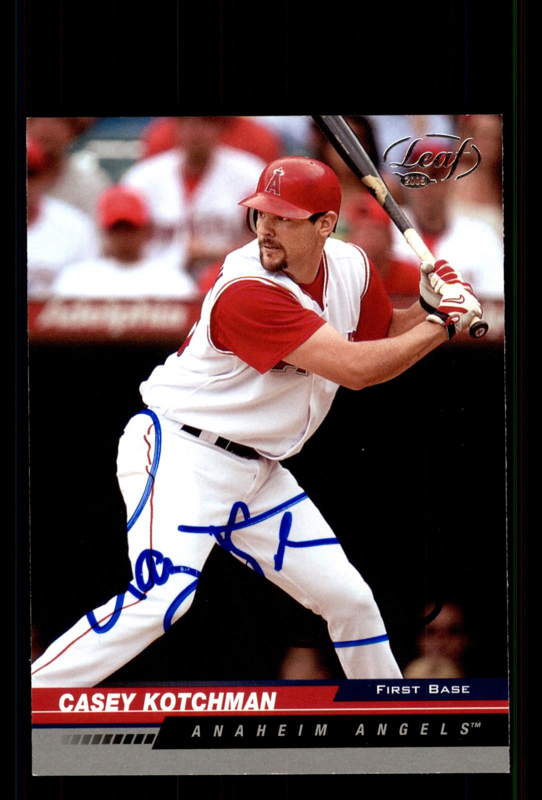 Signed Baseball Card Auto Casey Kotchman 2005 Leaf #2 Anaheim Angels