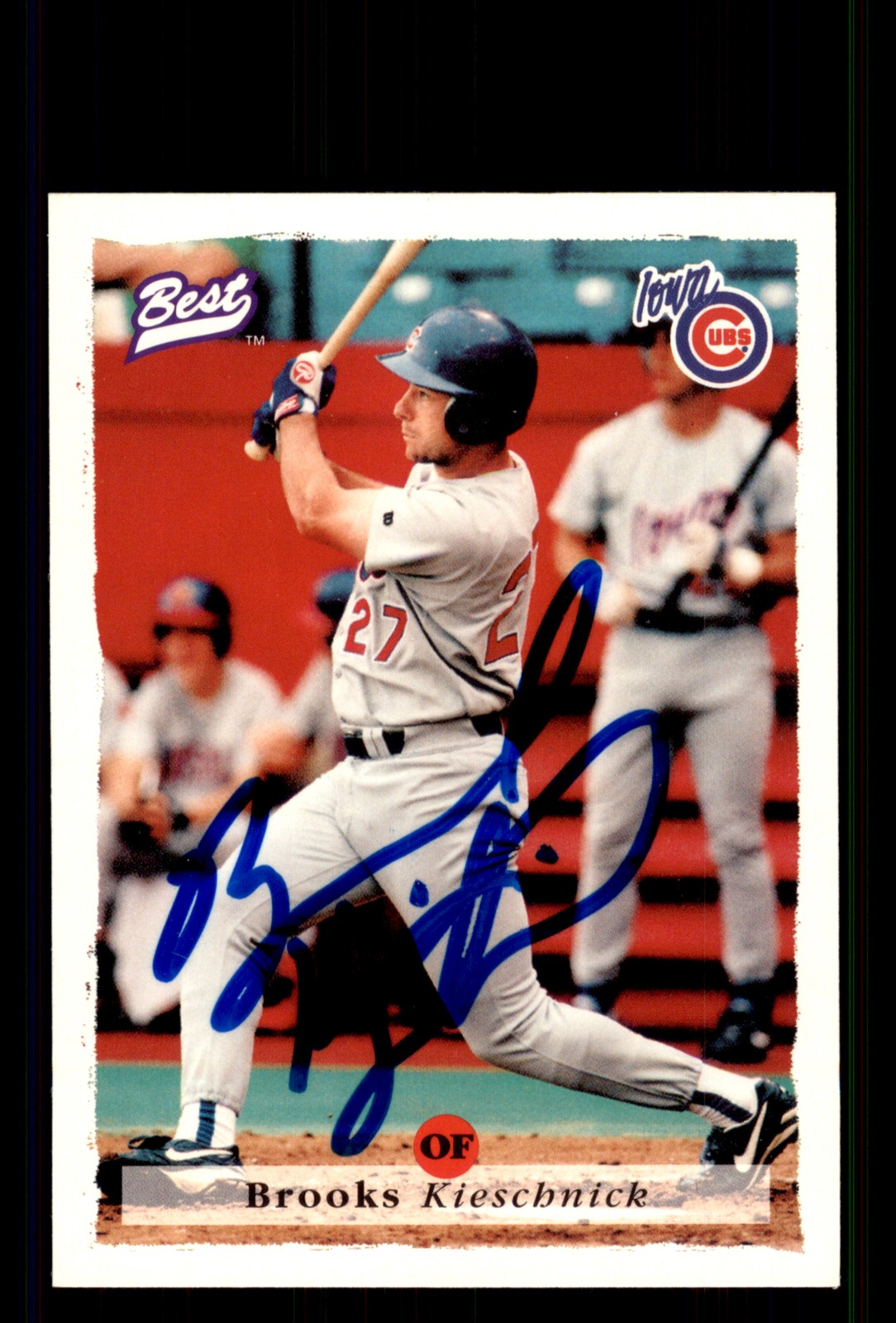 Signed Baseball Card Auto Brooks Kieschnick 1995 Best #57 Iowa Cubs