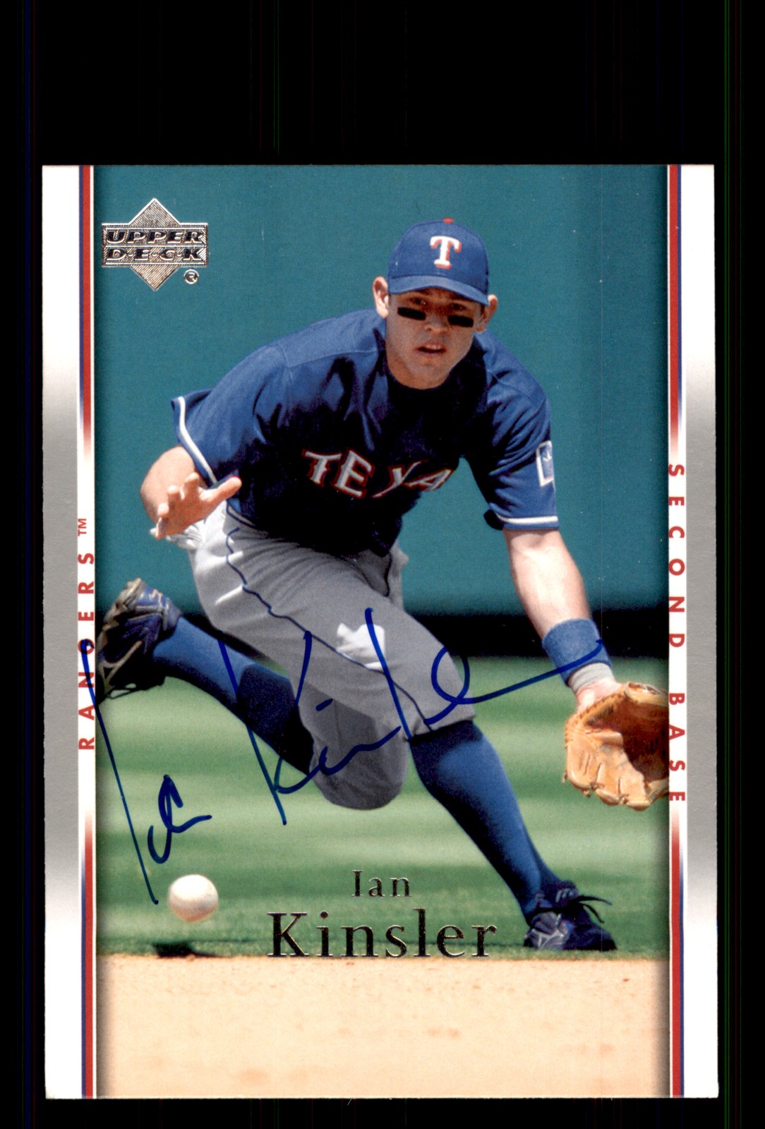 Signed Baseball Card Auto Ian Kinsler 2007 Upper Deck #221 Texas Rangers