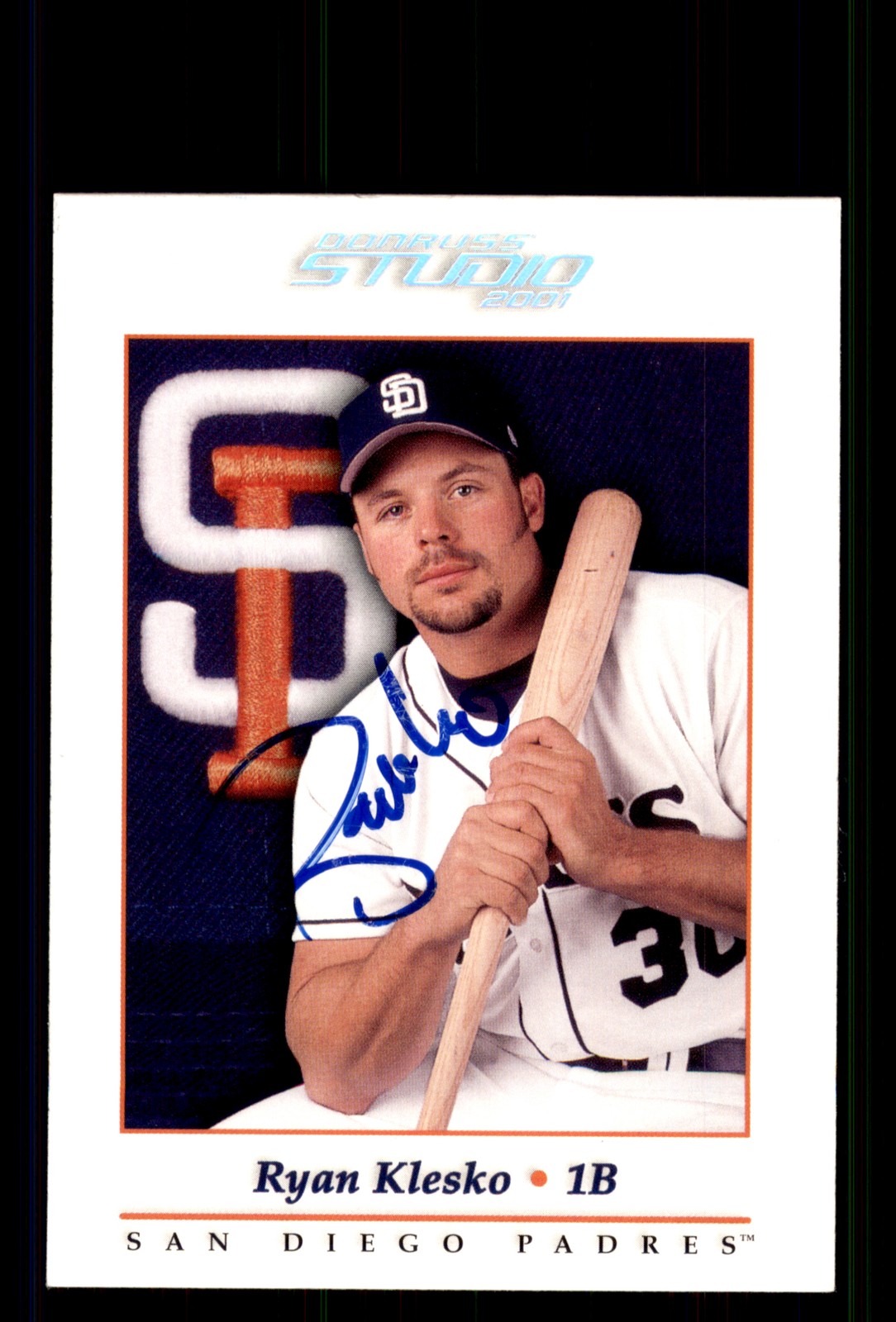 Signed Baseball Card Auto Ryan Klesko 2001 Donruss Studio #72 San Diego Padres
