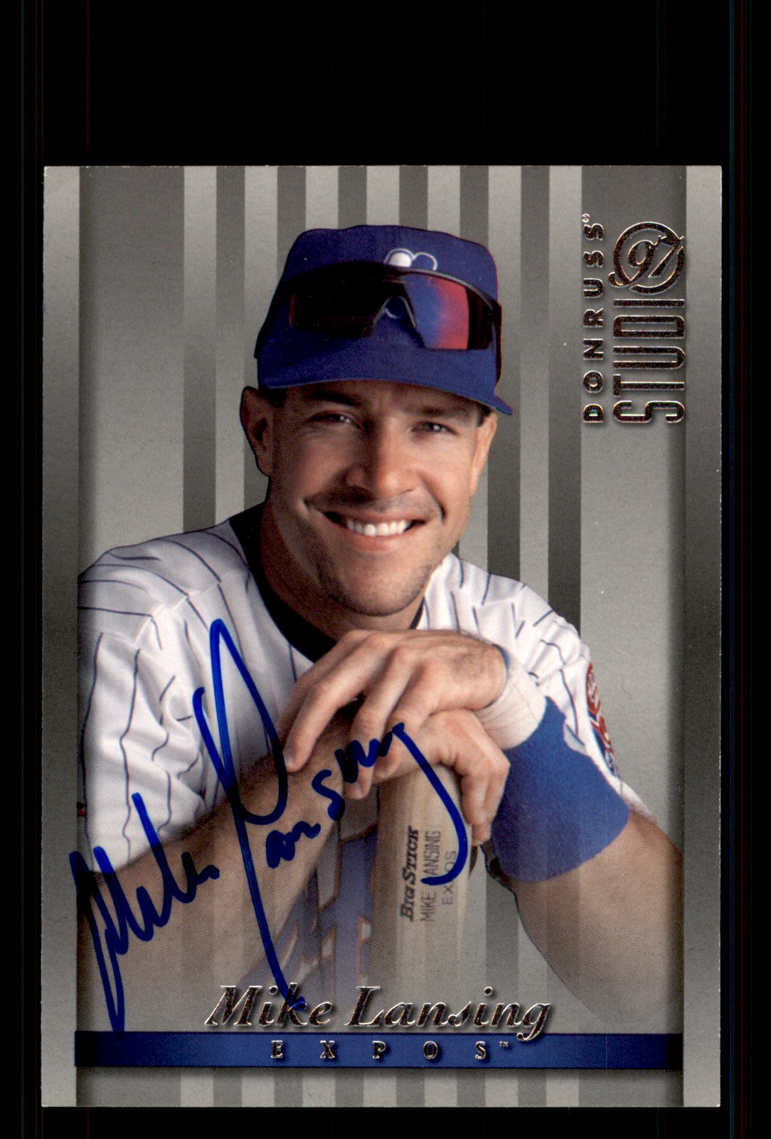 Signed Baseball Card Auto Mike Lansing 1997 Studio #123 Montreal Expos