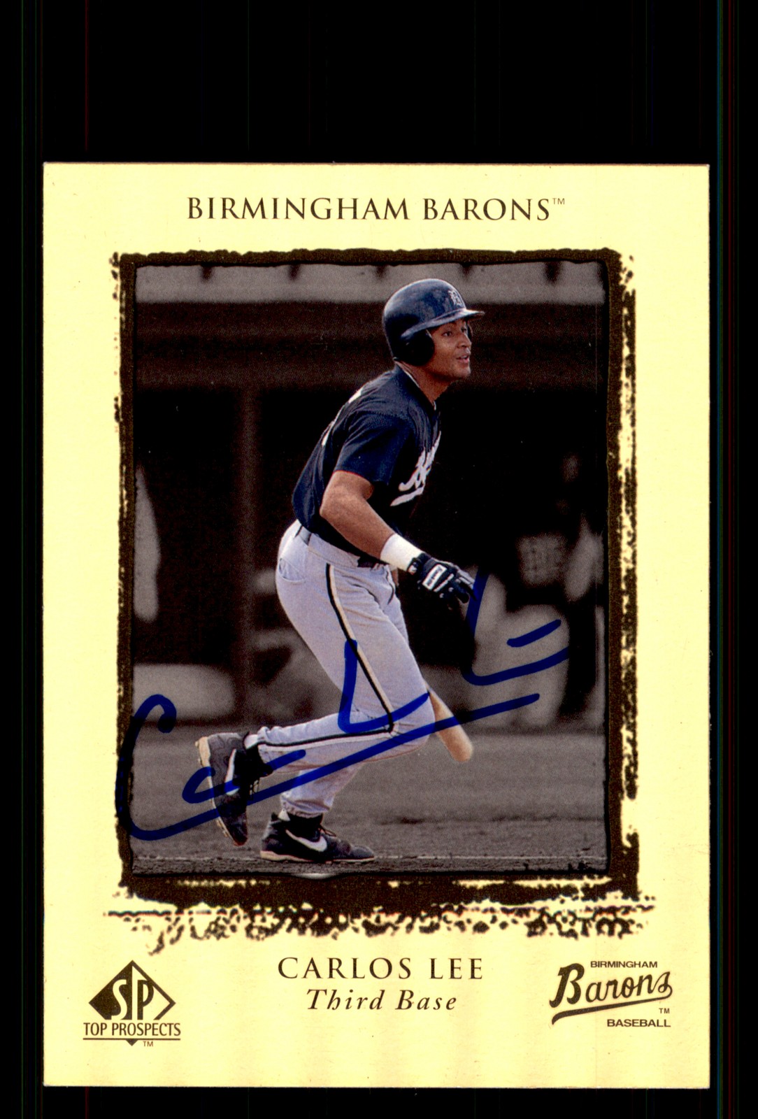 Signed Baseball Card Auto Carlos Lee 1999 SP Top Prospects #73 Birmingham Barons