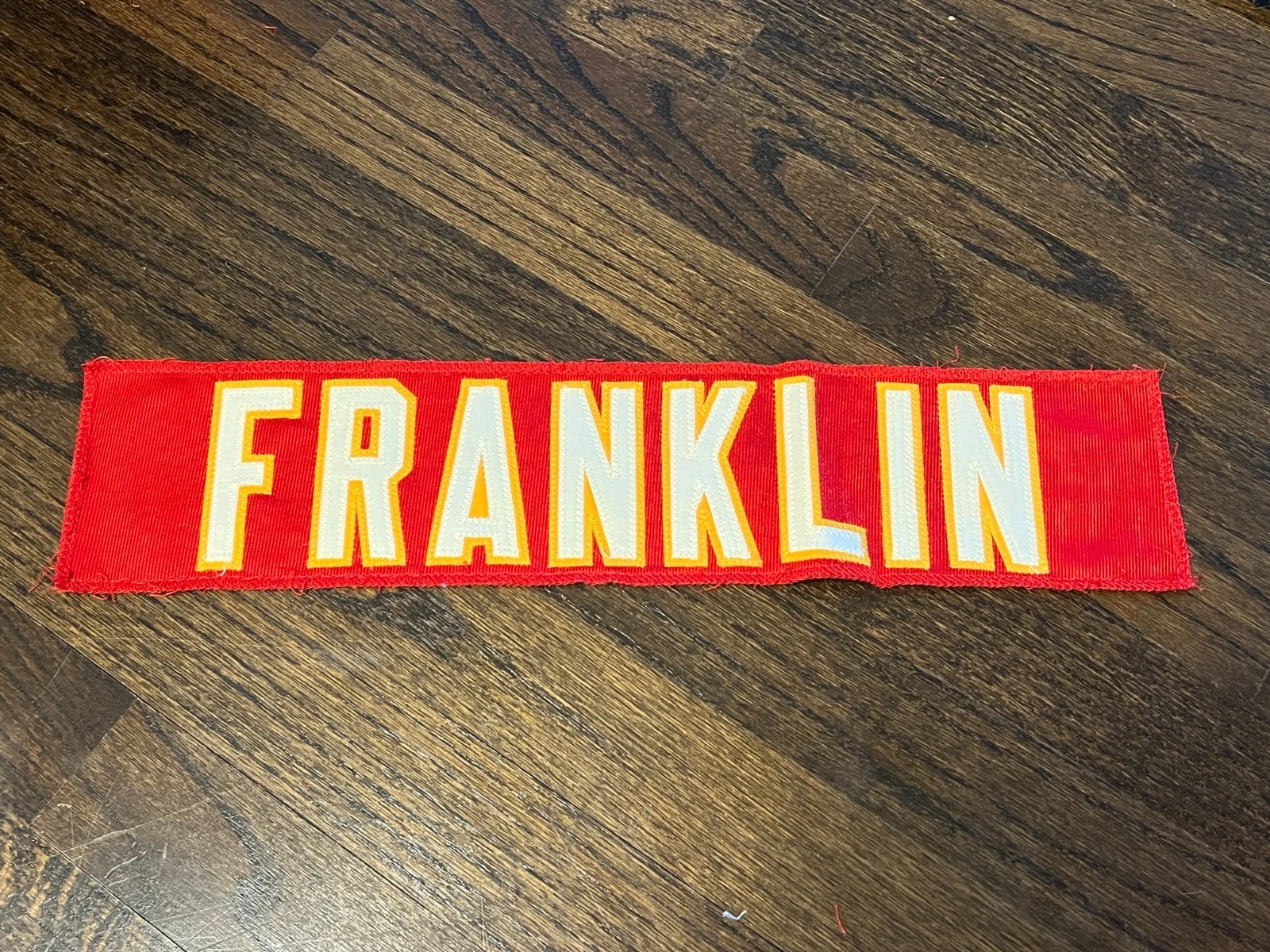 KANSAS CITY CHIEFS GAME USED ? TEAM ISSUED JERSEY NAMEPLATE FRANKLIN