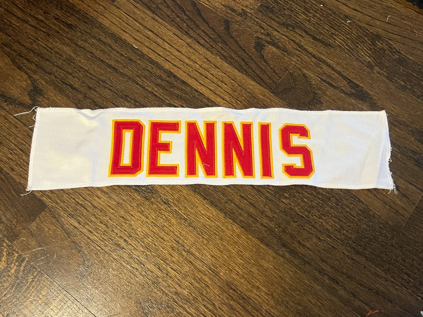 KANSAS CITY CHIEFS GAME USED ? ISSUED FOOTBALL NFL JERSEY NAMEPLATE PAT DENNIS