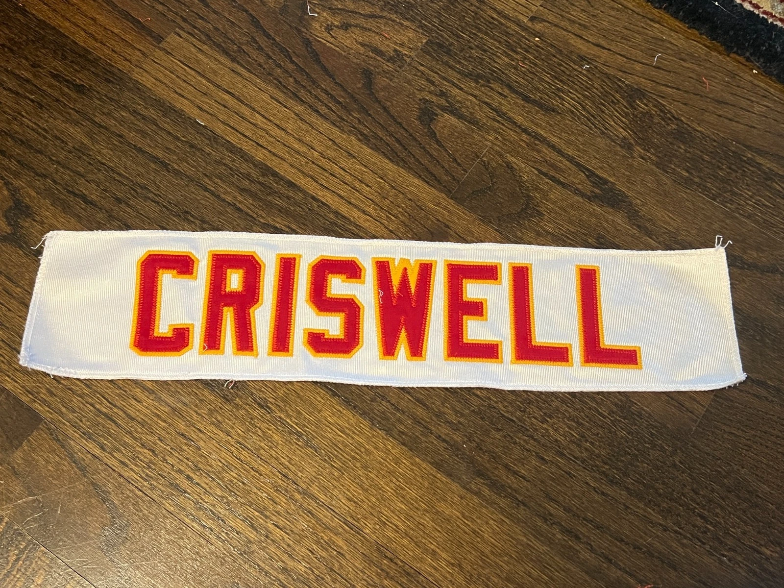 KANSAS CITY CHIEFS GAME USED ? ISSUED JERSEY NAMEPLATE NFL JEFF CRISWELL