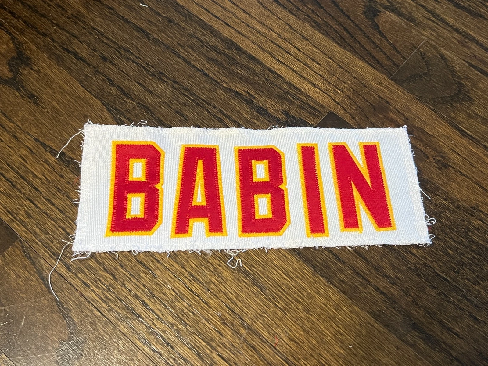 KANSAS CITY CHIEFS GAME USED ? ISSUED JERSEY NAMEPLATE JASON BIBIN W. MICHIGAN