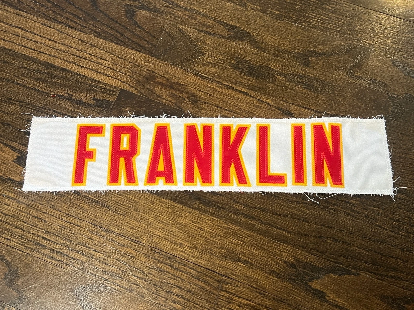 KANSAS CITY CHIEFS GAME USED ? ISSUED JERSEY NAMEPLATE NFL FOOTBALL FRANKLIN