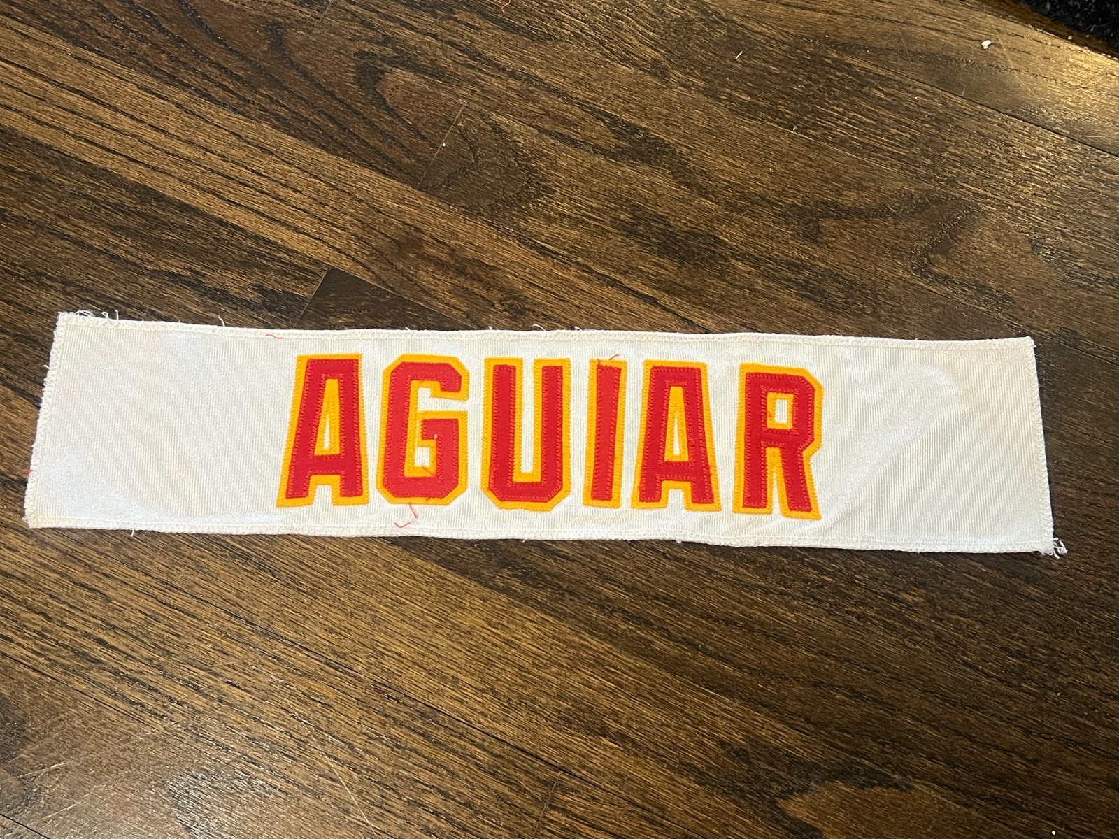 KANSAS CITY CHIEFS GAME USED ? ISSUED JERSEY NAMEPLATE NFL FOOTBALL LOUIE AGUIAR