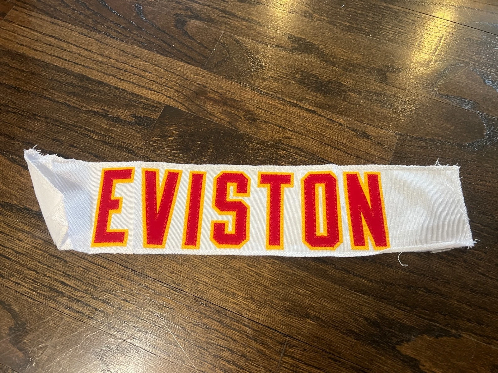 KANSAS CITY CHIEFS GAME USED ? ISSUED JERSEY NAMEPLATE NFL EDDIE EVISTON