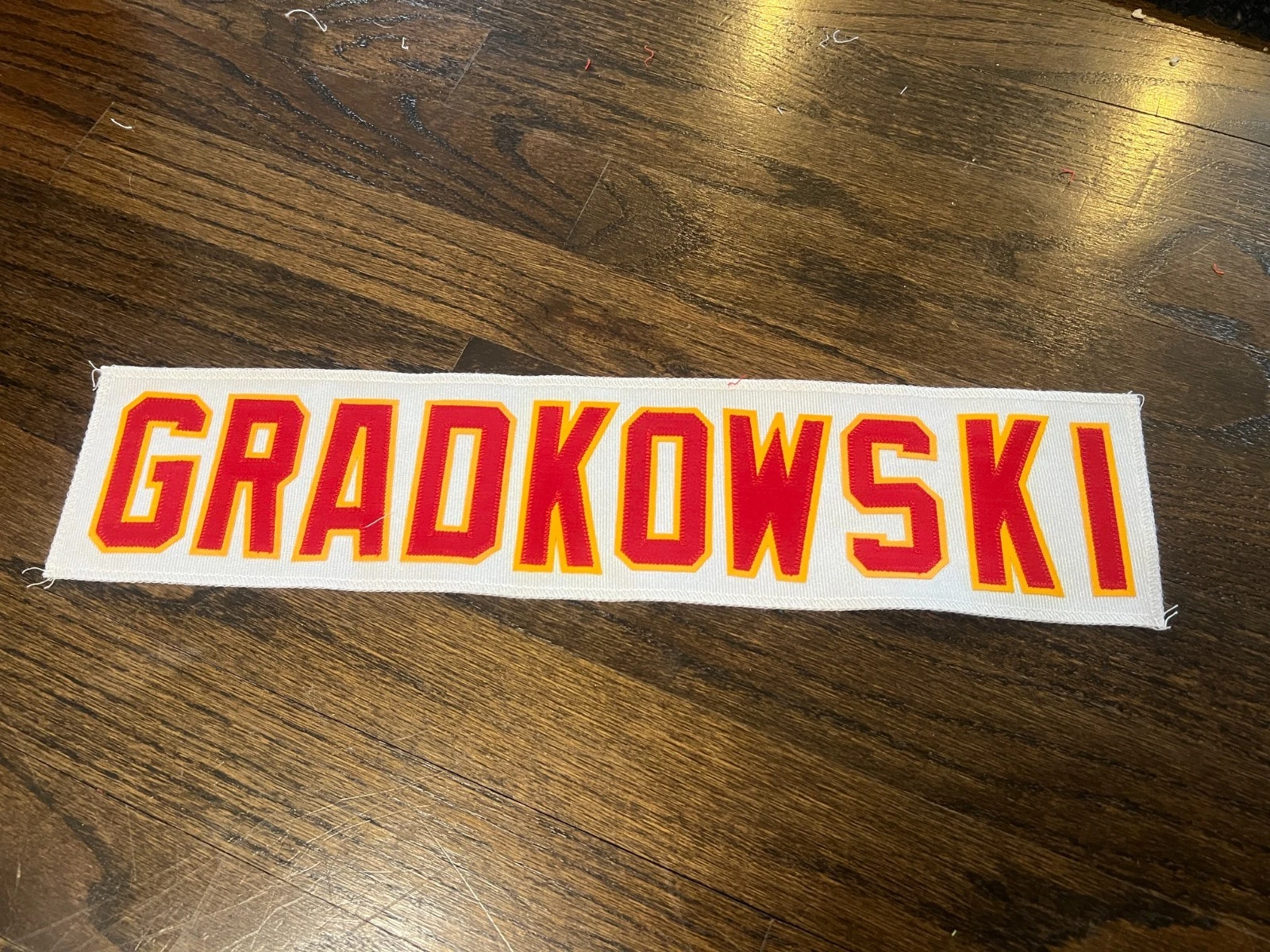 KANSAS CITY CHIEFS GAME USED ? ISSUED JERSEY NAMEPLATE NFL FOOTBALL GRADKOWSKI