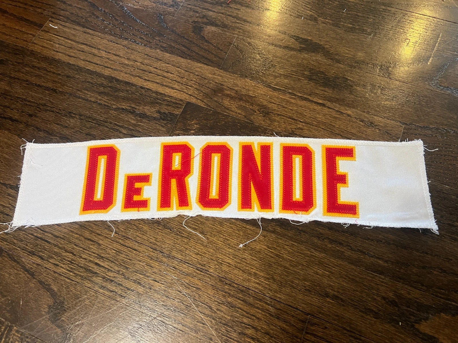 KANSAS CITY CHIEFS GAME USED ? ISSUED JERSEY NAMEPLATE NFL KEVIN DERONDE IOWA ST