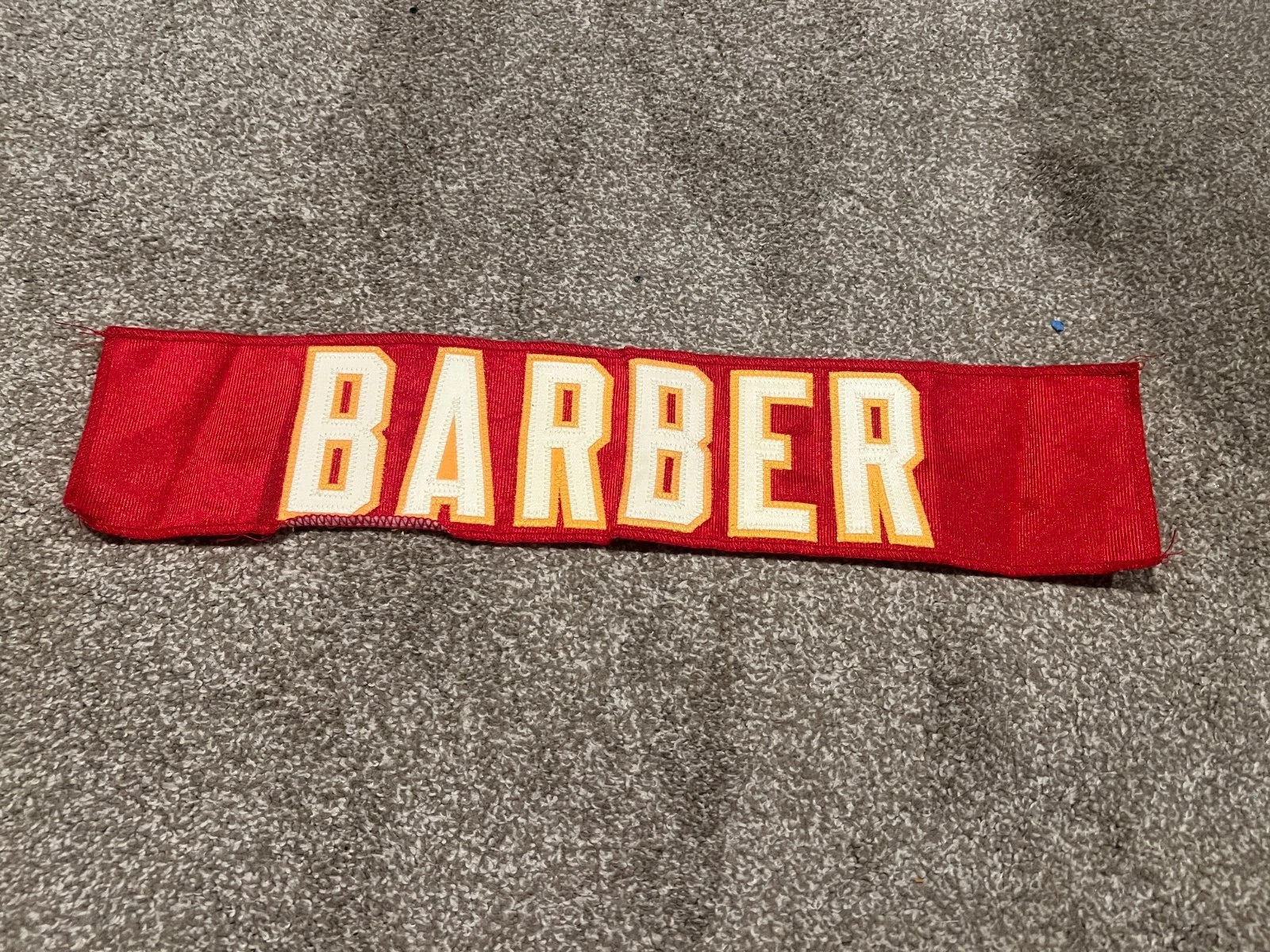KANSAS CITY CHIEFS GAME USED ? TEAM ISSUED JERSEY NAMEPLATE SHAWN BARBER