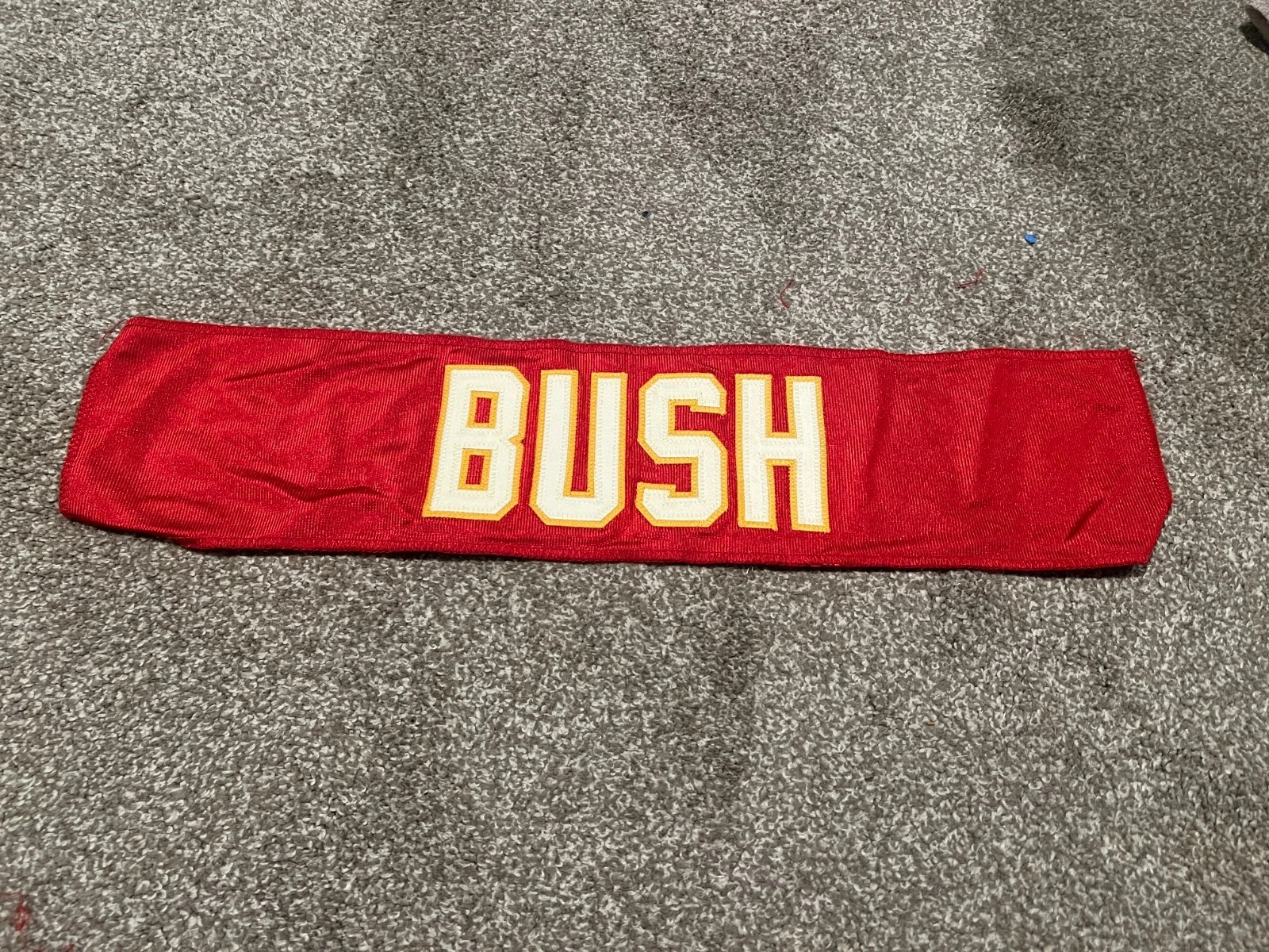 KANSAS CITY CHIEFS GAME USED ? TEAM ISSUED JERSEY NAMEPLATE FOOTBALL LEWIS BUSH