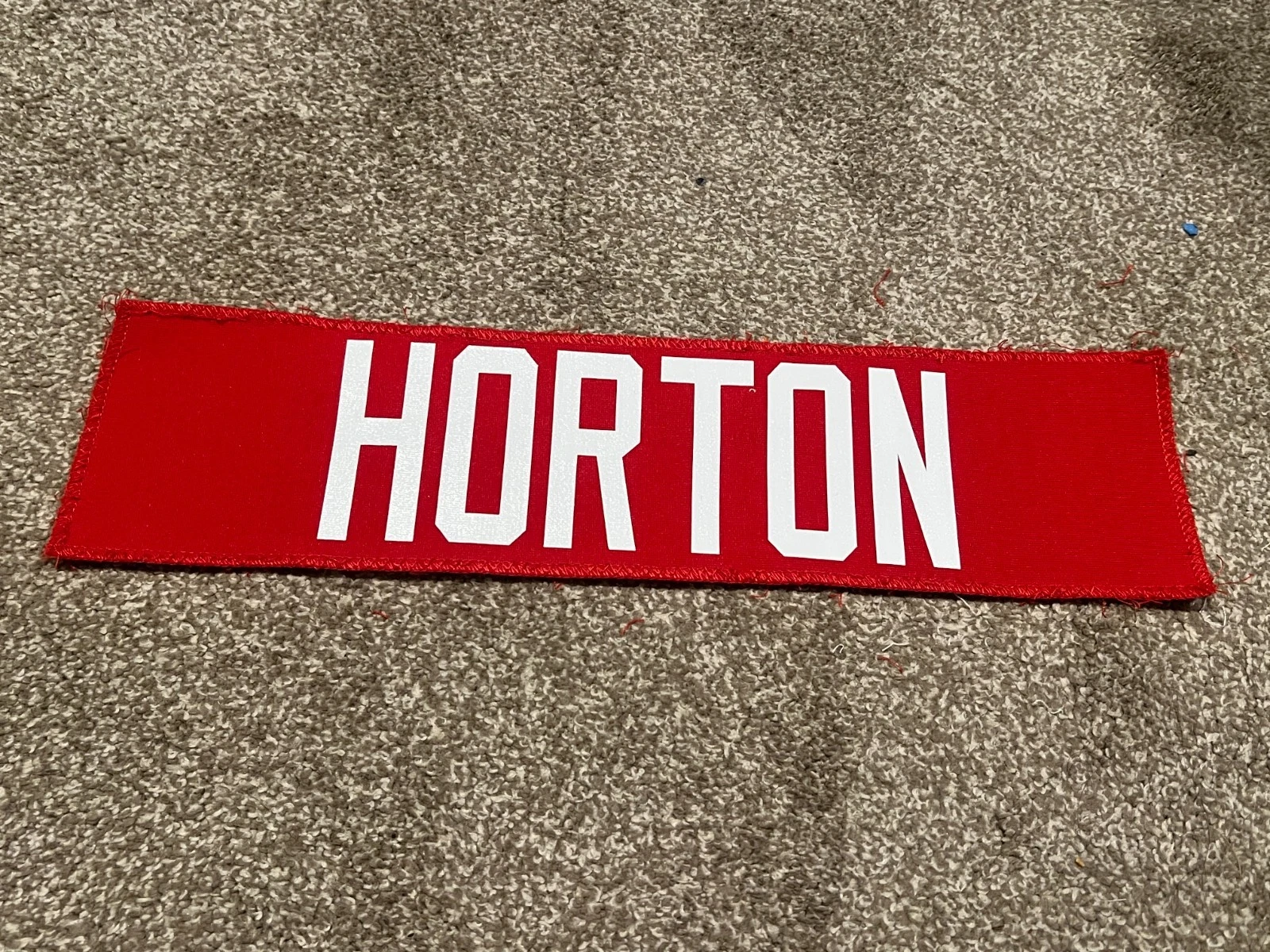 KANSAS CITY CHIEFS GAME USED ? TEAM ISSUED JERSEY NAMEPLATE FOOTBALL HORTON