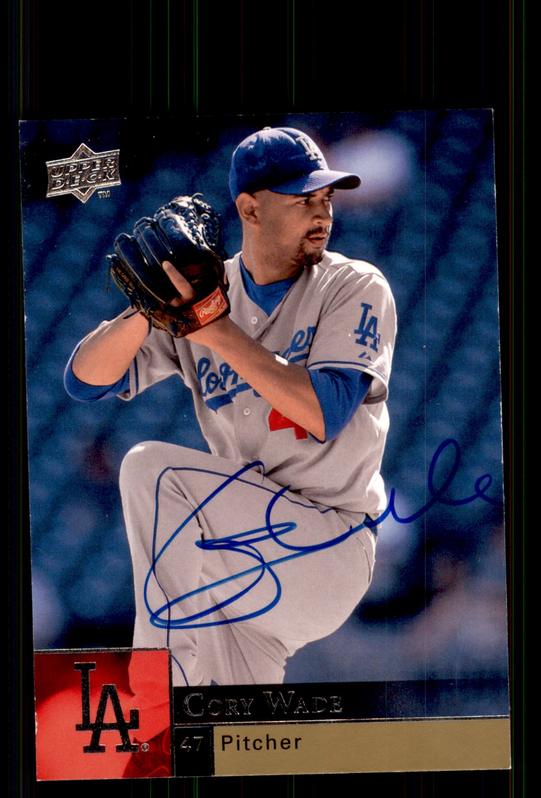 Signed Baseball Card Auto Cory Wade 2009 Upper Deck #705 Los Angeles Dodgers