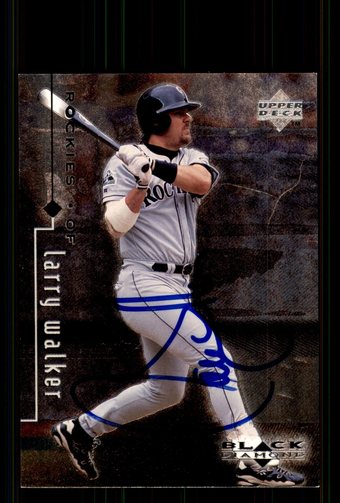 Signed Baseball Card Auto Larry Walker 1999 Upper Deck Black Diamond #29 Rockies