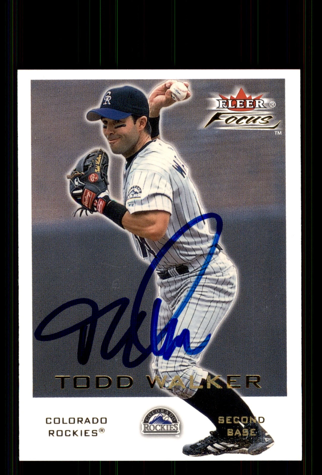 Signed Baseball Card Auto Todd Walker 2001 Fleer Focus #15 Colorado Rockies