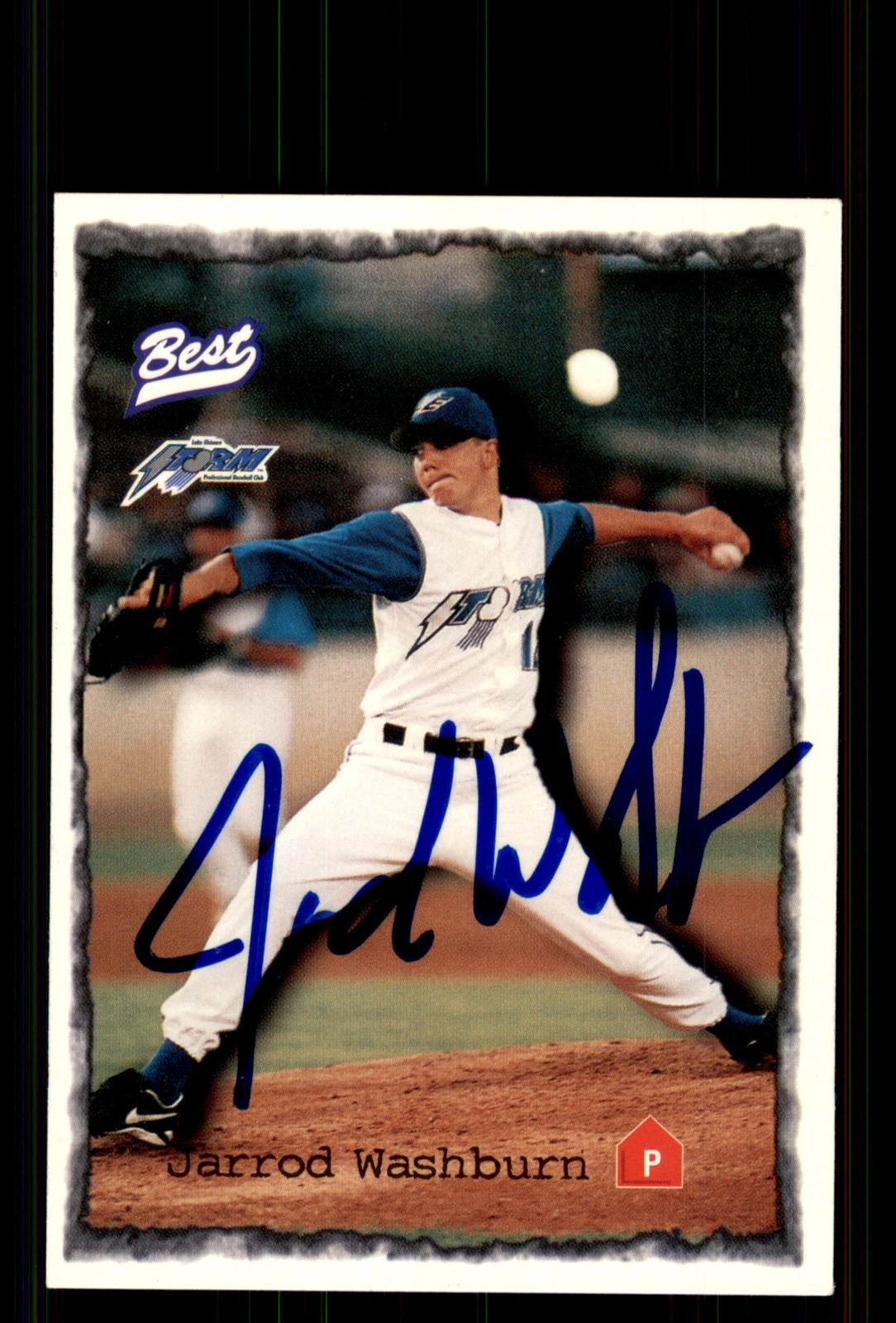 Signed Baseball Card Auto Jarrod Washburn 1997 Best #47 Lake Elsinore Storm