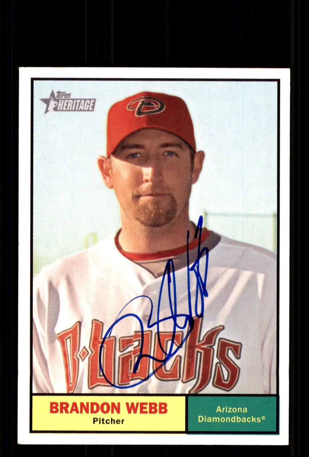 Signed Baseball Card Auto Brandon Webb 2010 Topps Heritage #315