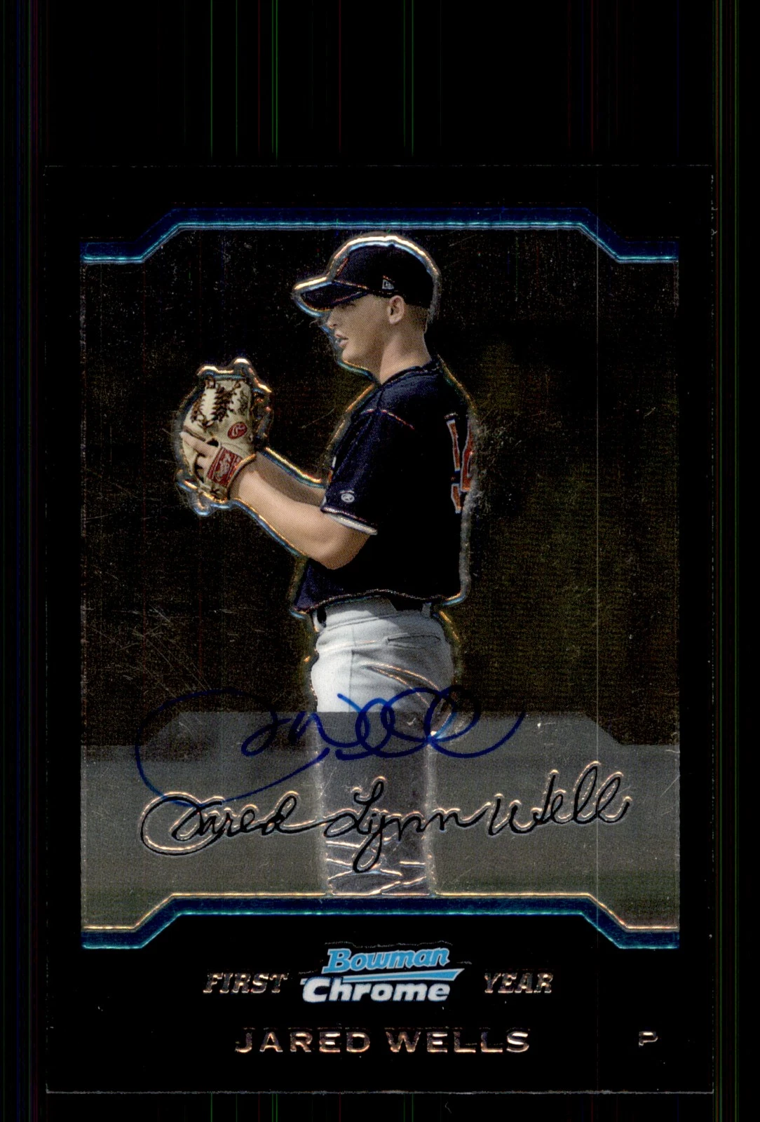 Signed Baseball Card Auto Jared Wells 2004 Bowman Chrome #195 San Diego Padres