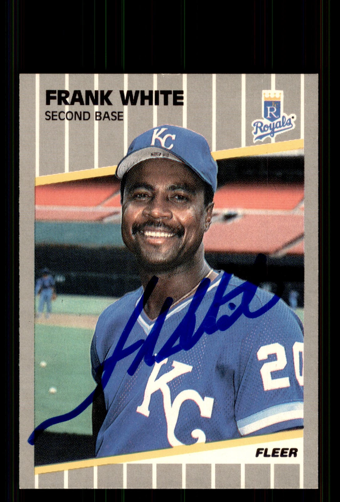 Signed Baseball Card Auto Frank White 1989 Fleer #297 Kansas City Royals