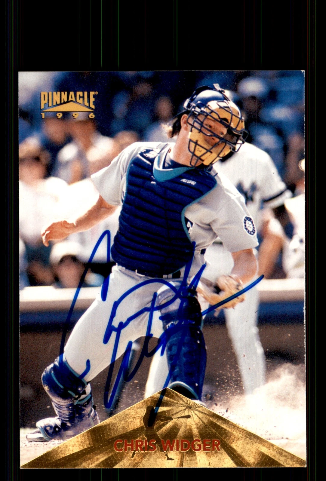 Signed Baseball Card Auto Chris Widger 1996 Pinnacle #178 Seattle Mariners