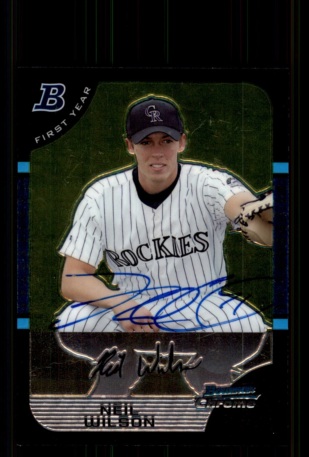 Signed Baseball Card Auto Neil Wilson 2005 Bowman Chrome #297 Colorado Rockies