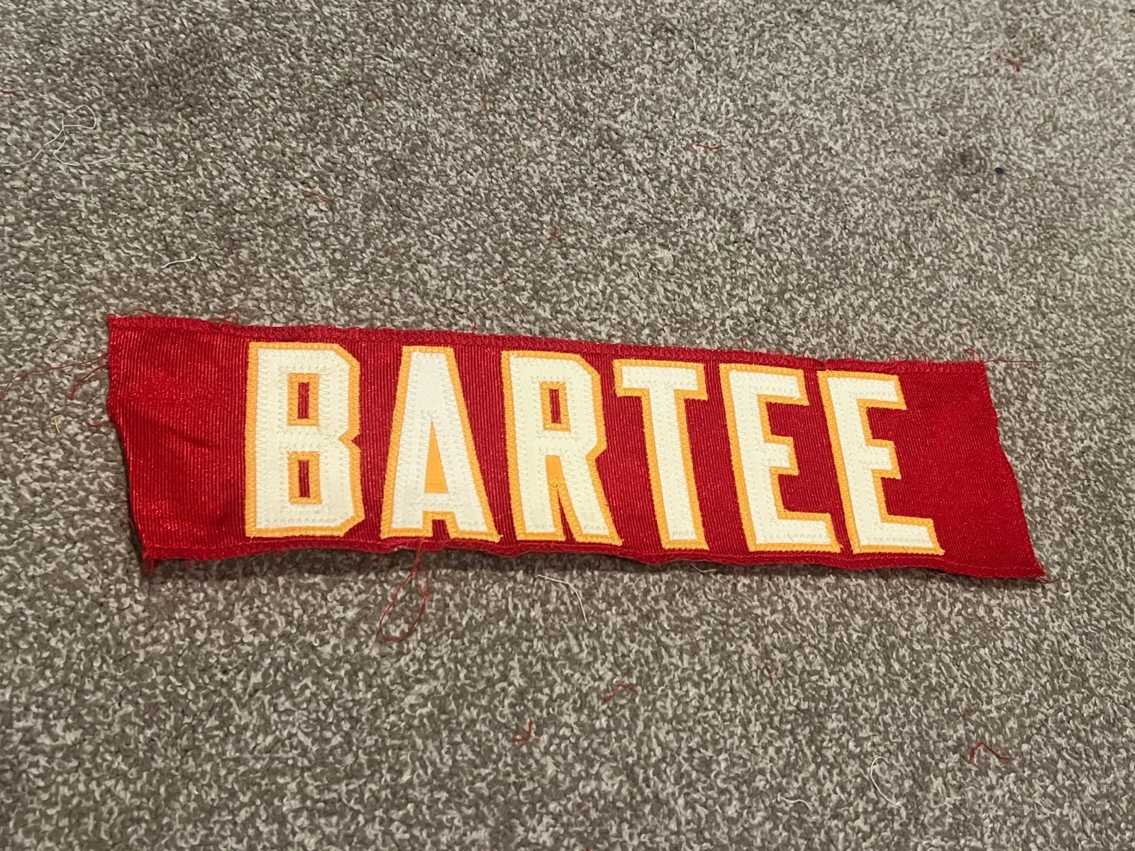 KANSAS CITY CHIEFS GAME USED ? TEAM ISSUED JERSEY NAMEPLATE WILLIAM BARTEE OU