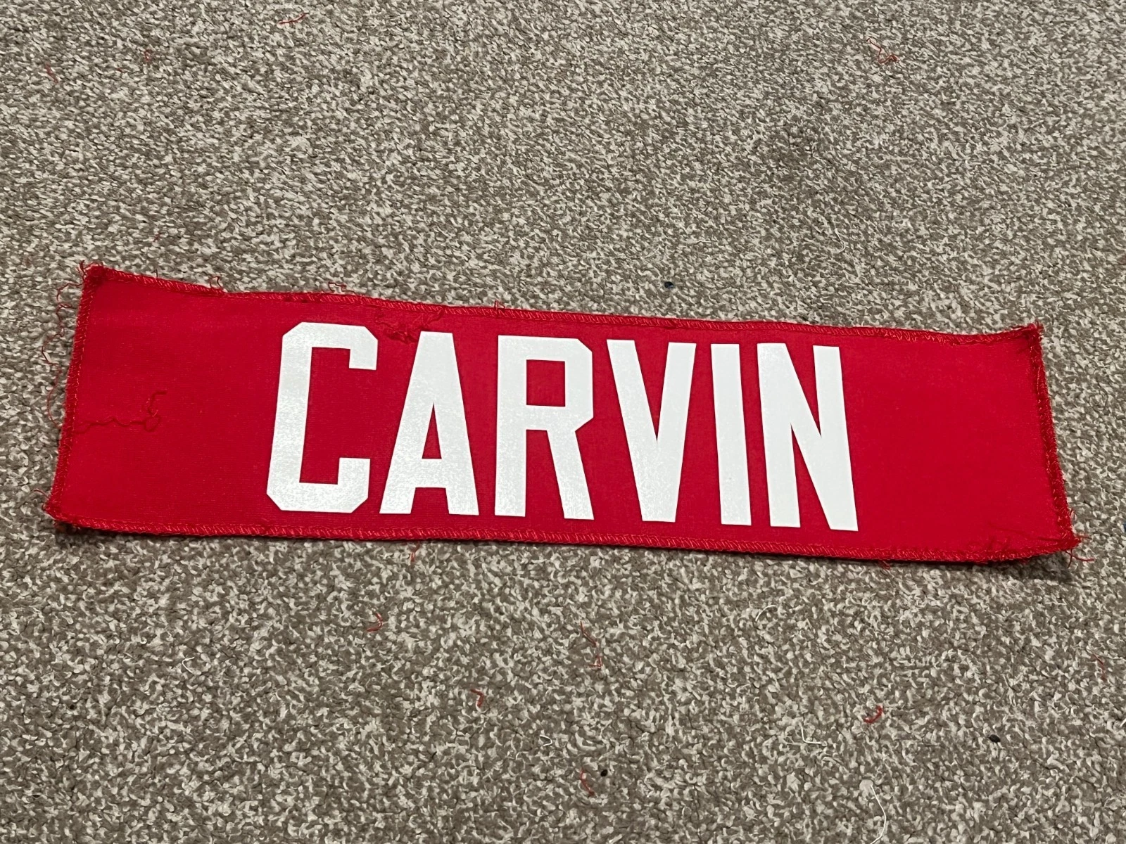 KANSAS CITY CHIEFS GAME USED ? ISSUED JERSEY NAMEPLATE JEROME CARVIN TENNESSEE