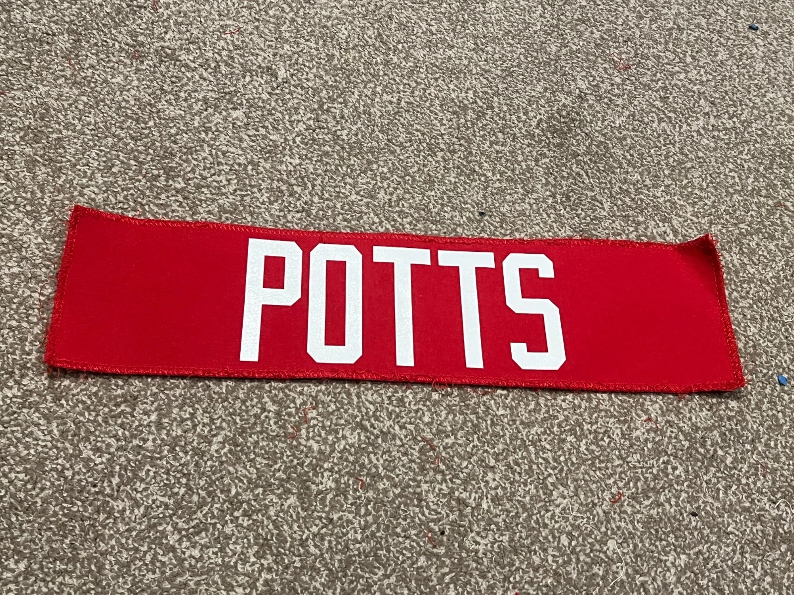 KANSAS CITY CHIEFS GAME USED ? ISSUED JERSEY NAMEPLATE TREY POTTS PENN STATE