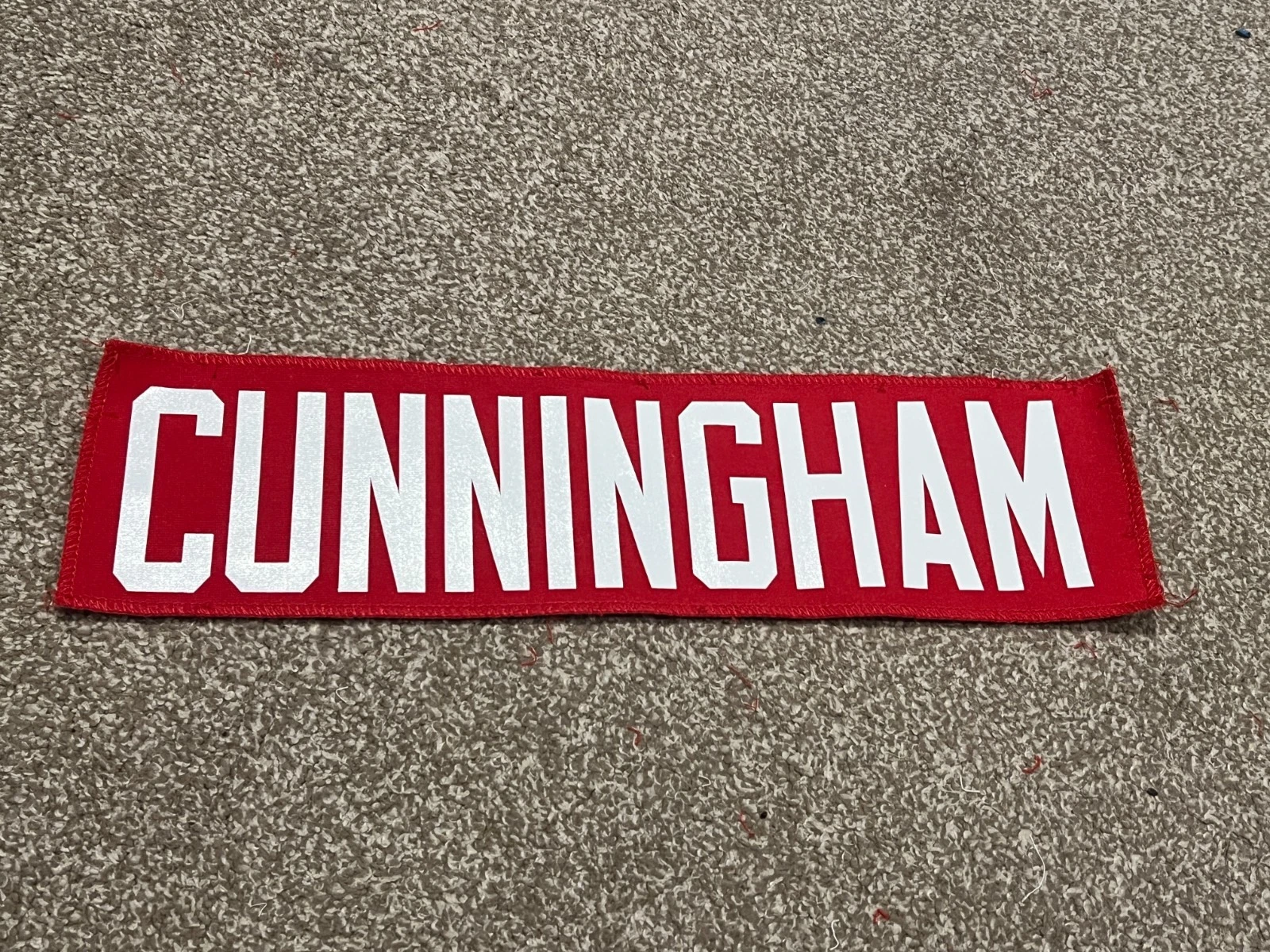 KANSAS CITY CHIEFS GAME USED ? ISSUED JERSEY NAMEPLATE  LOGAN CUNNINGHAM