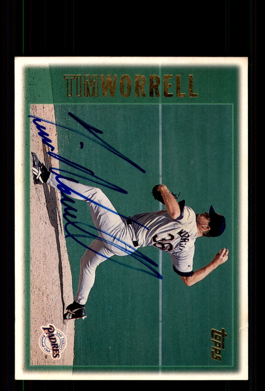 Signed Baseball Card Auto Tim Worrell 1997 Topps #392 San Diego Padres