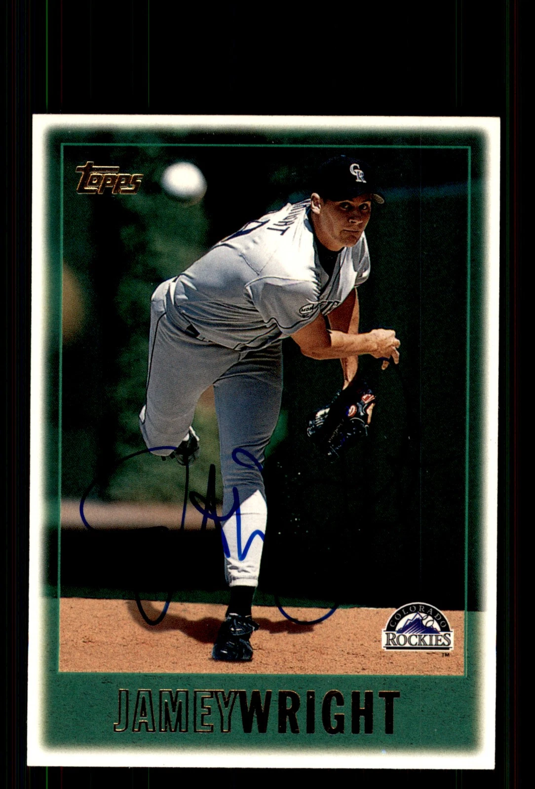 Signed Baseball Card Auto Jamey Wright 1997 Topps #107 Colorado Rockies