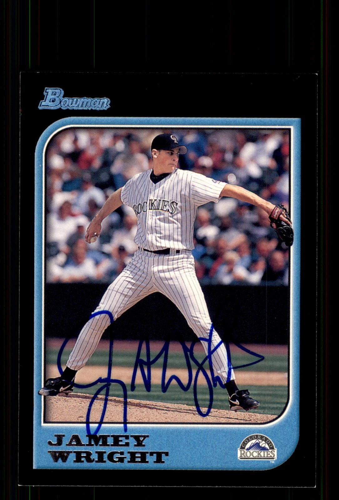 Signed Baseball Card Auto Jamey Wright 1997 Bowman #403 Colorado Rockies
