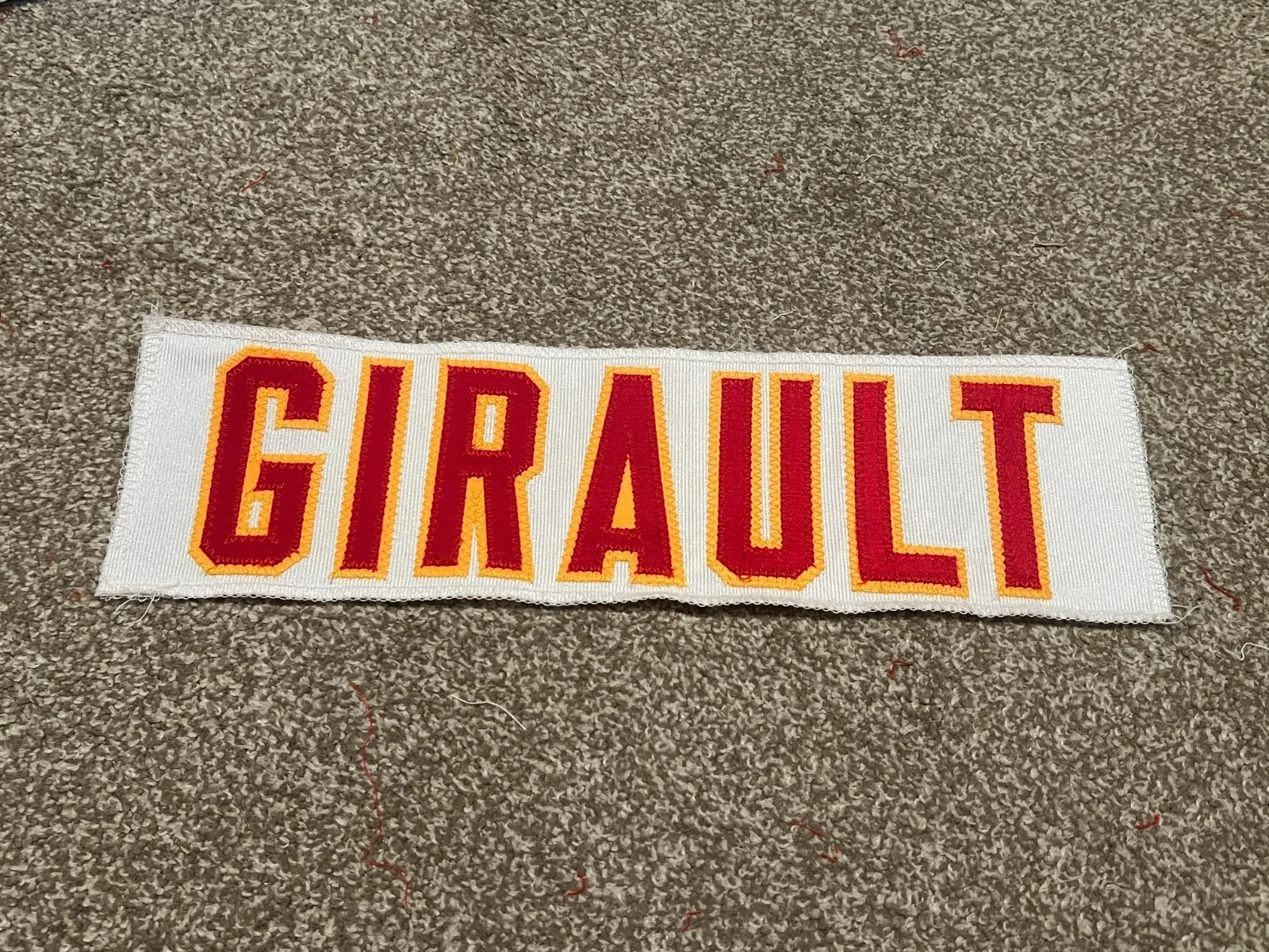KANSAS CITY CHIEFS GAME USED ? ISSUED JERSEY NAMEPLATE NFL RON GIRAULT RUTGERS