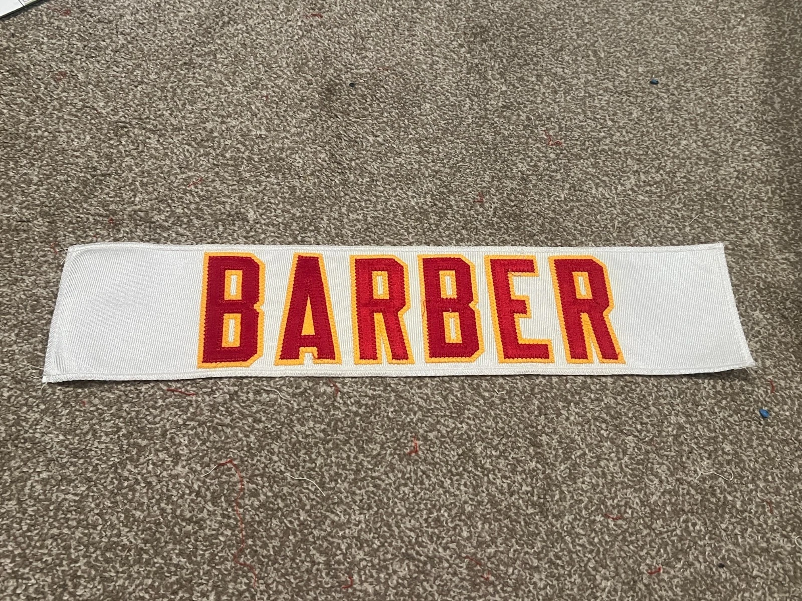 KANSAS CITY CHIEFS GAME USED ? ISSUED JERSEY NAMEPLATE NFL SHAWN BARBER FOOTBALL