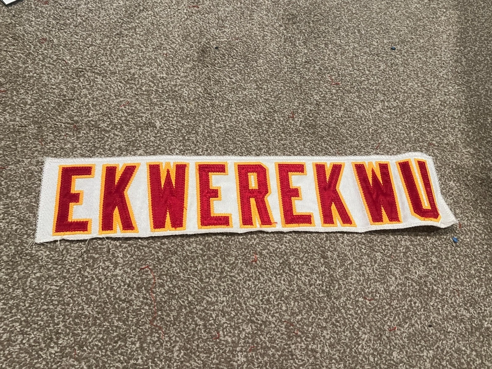 KANSAS CITY CHIEFS GAME USED ? ISSUED JERSEY NAMEPLATE NFL BRAD EKWEREKWU MU