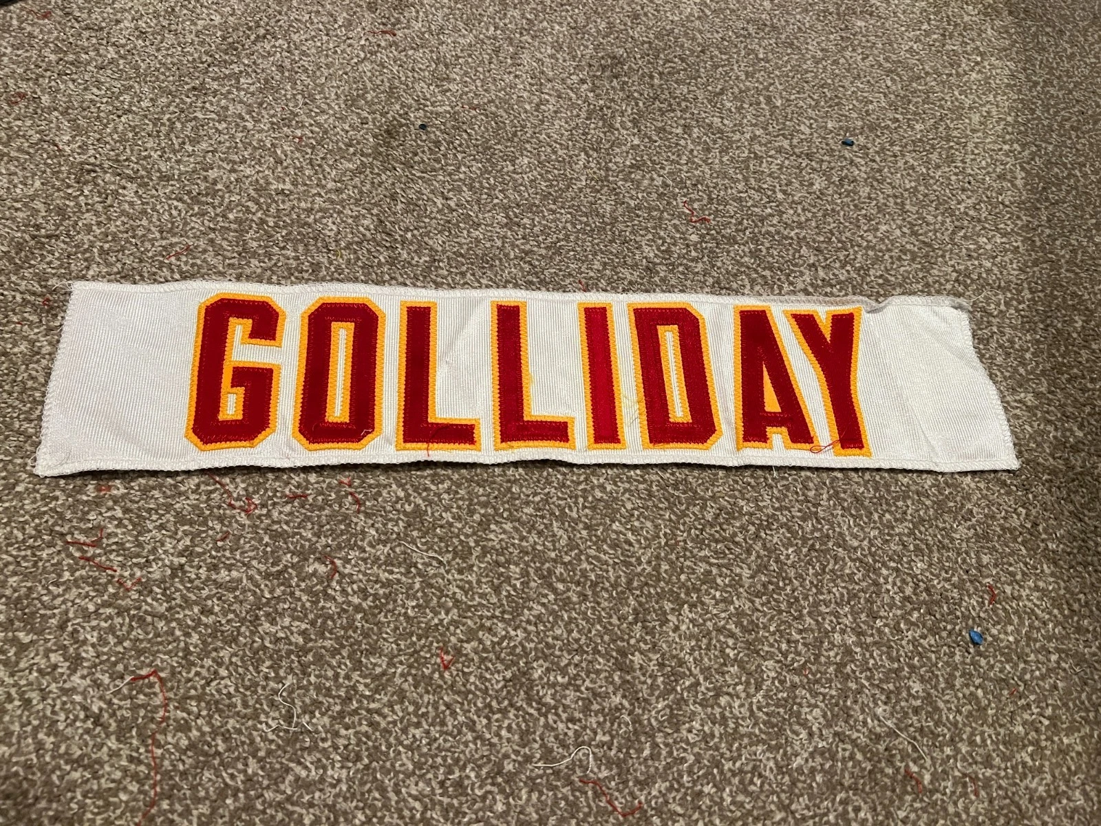 KANSAS CITY CHIEFS GAME USED ? ISSUED JERSEY NAMEPLATE NFL FOOTBALL GOLLDIAY