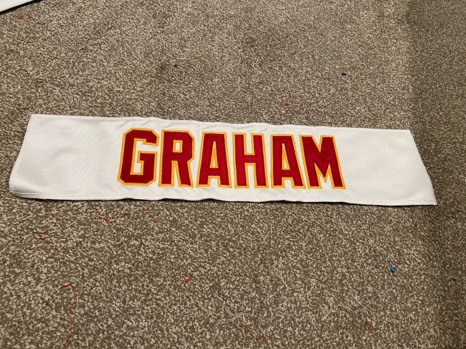 KANSAS CITY CHIEFS GAME USED ? ISSUED JERSEY NAMEPLATE NFL FOOTBALL GRAHAM