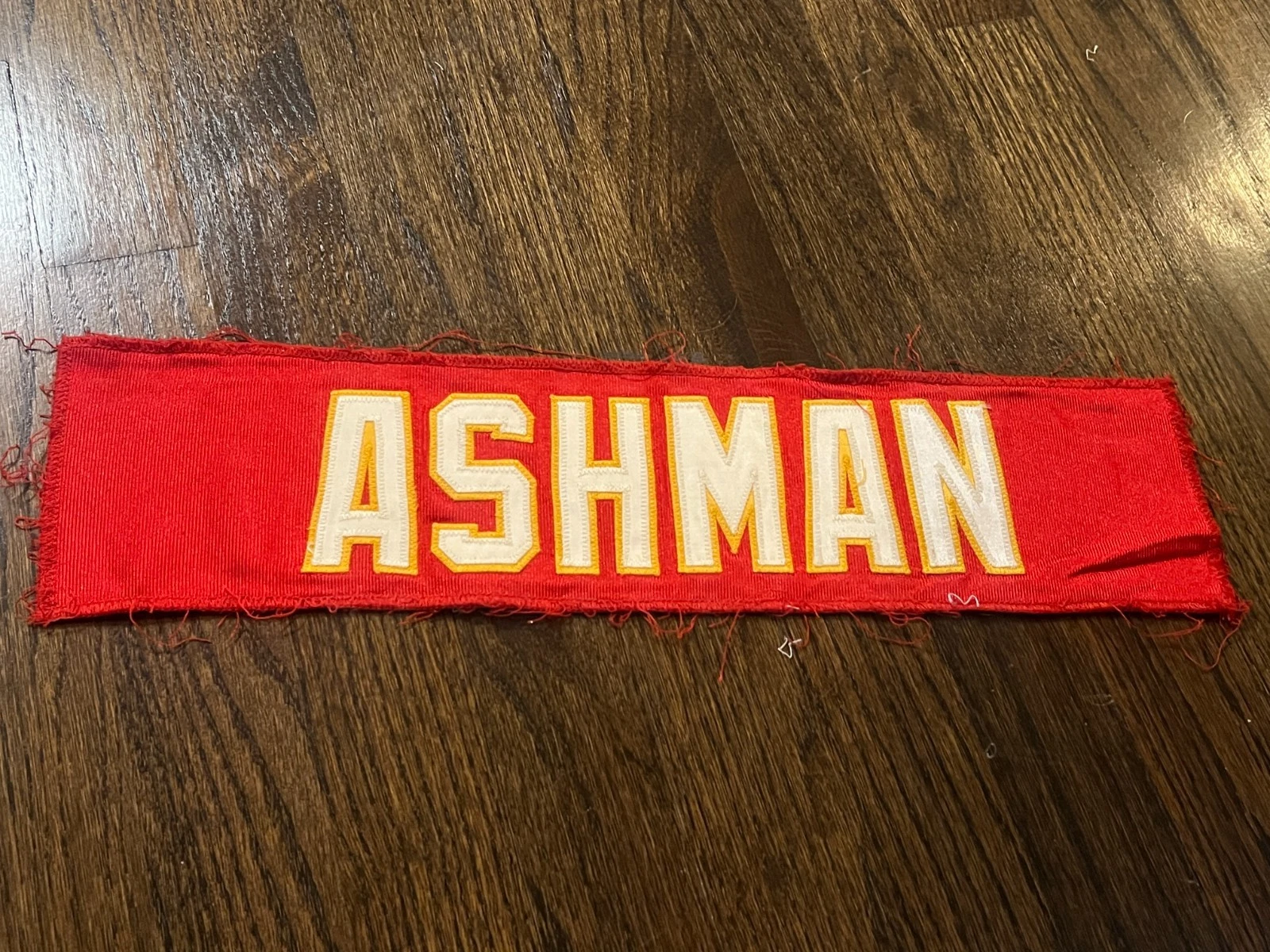 KANSAS CITY CHIEFS GAME USED ? TEAM ISSUED JERSEY NAMEPLATE DUANE ASHMAN