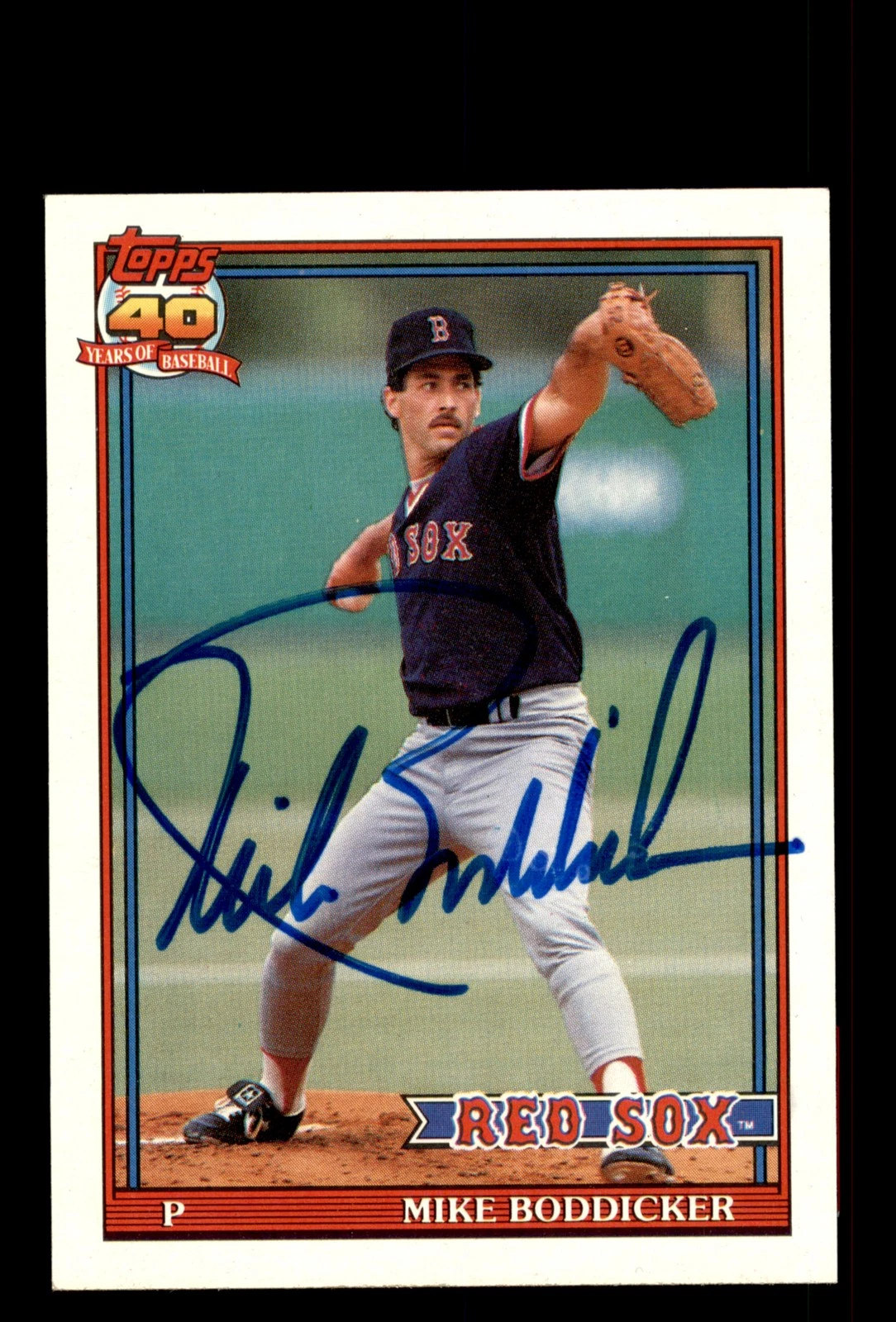 Signed Baseball Card Auto Mike Boddicker 1991 Topps #303 Boston Red Sox