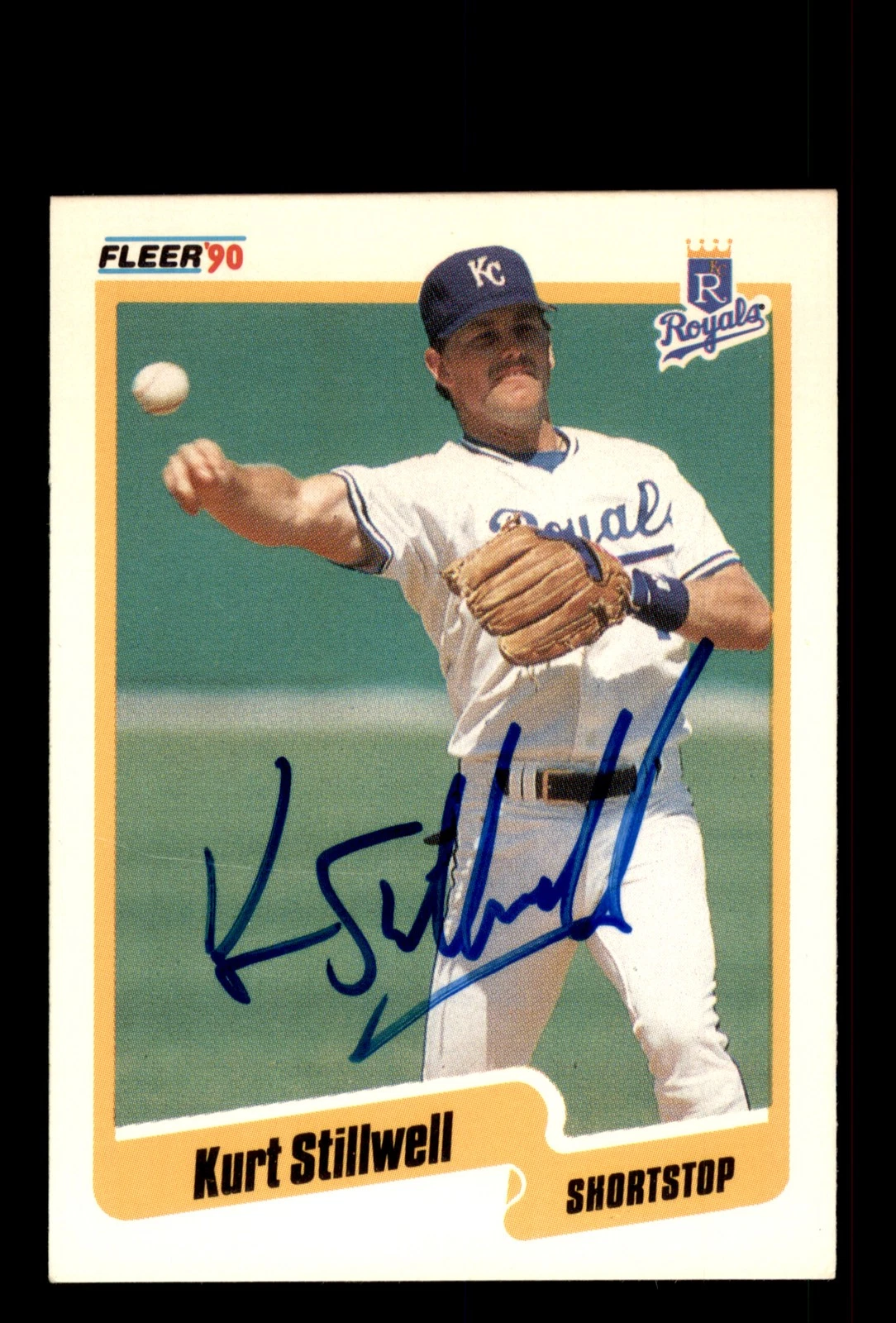 Signed Baseball Card Auto Kurt Stillwell 1990 Fleer #118 Kansas City Royals