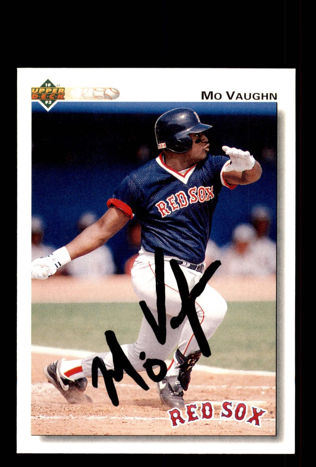 Signed Baseball Card Auto Mo Vaughn 1992 Upper Deck #445 Boston Red Sox