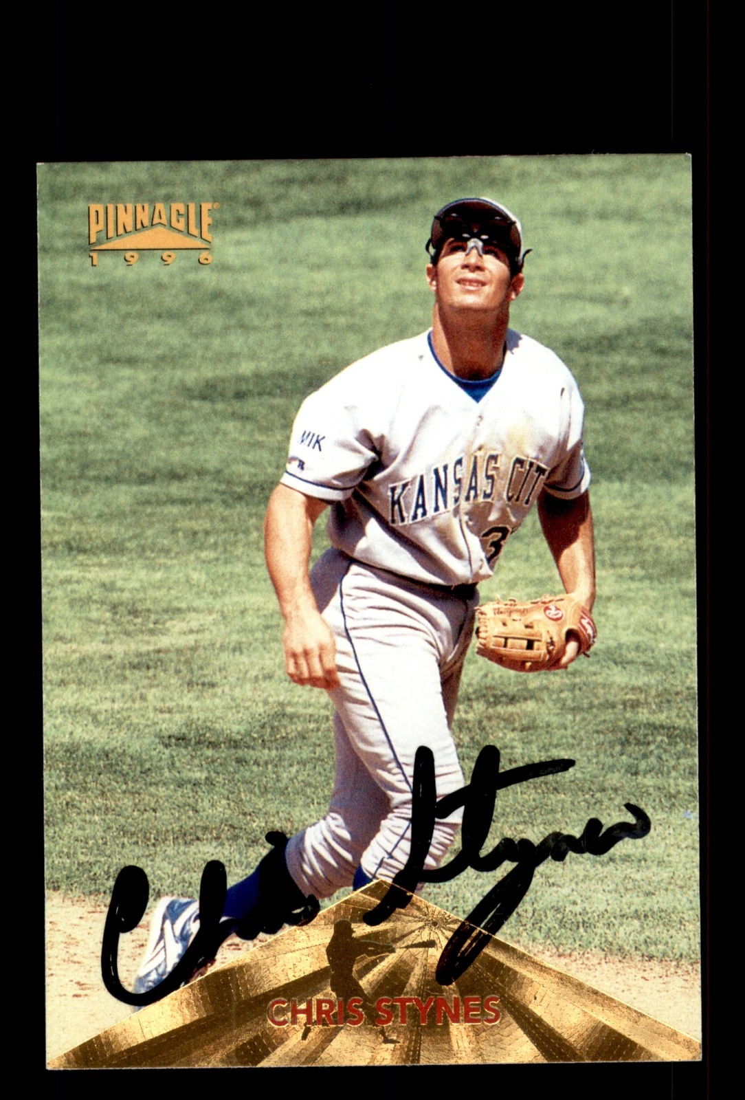 Signed Baseball Card Auto Chris Stynes 1996 Pinnacle #191 Kansas City Royals